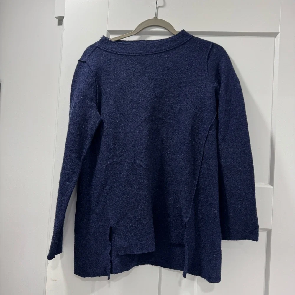 Eileen Fisher Navy merino wool asymmetrical sweater PP/PTP